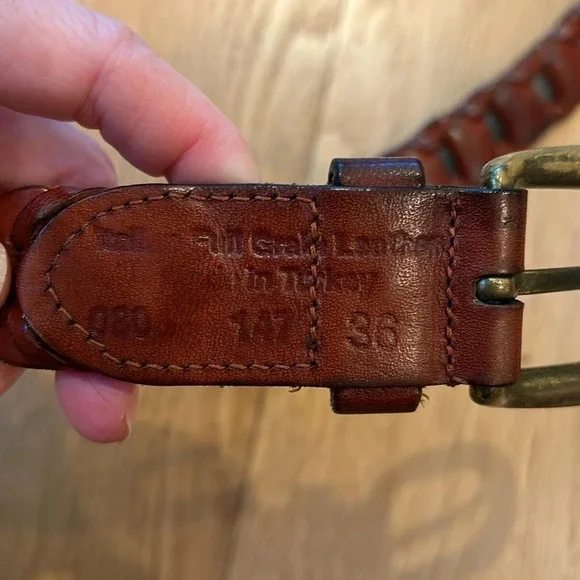 Vintage Brass and Leather Belt Unisex Boho Cowboy - Picture 5 of 5